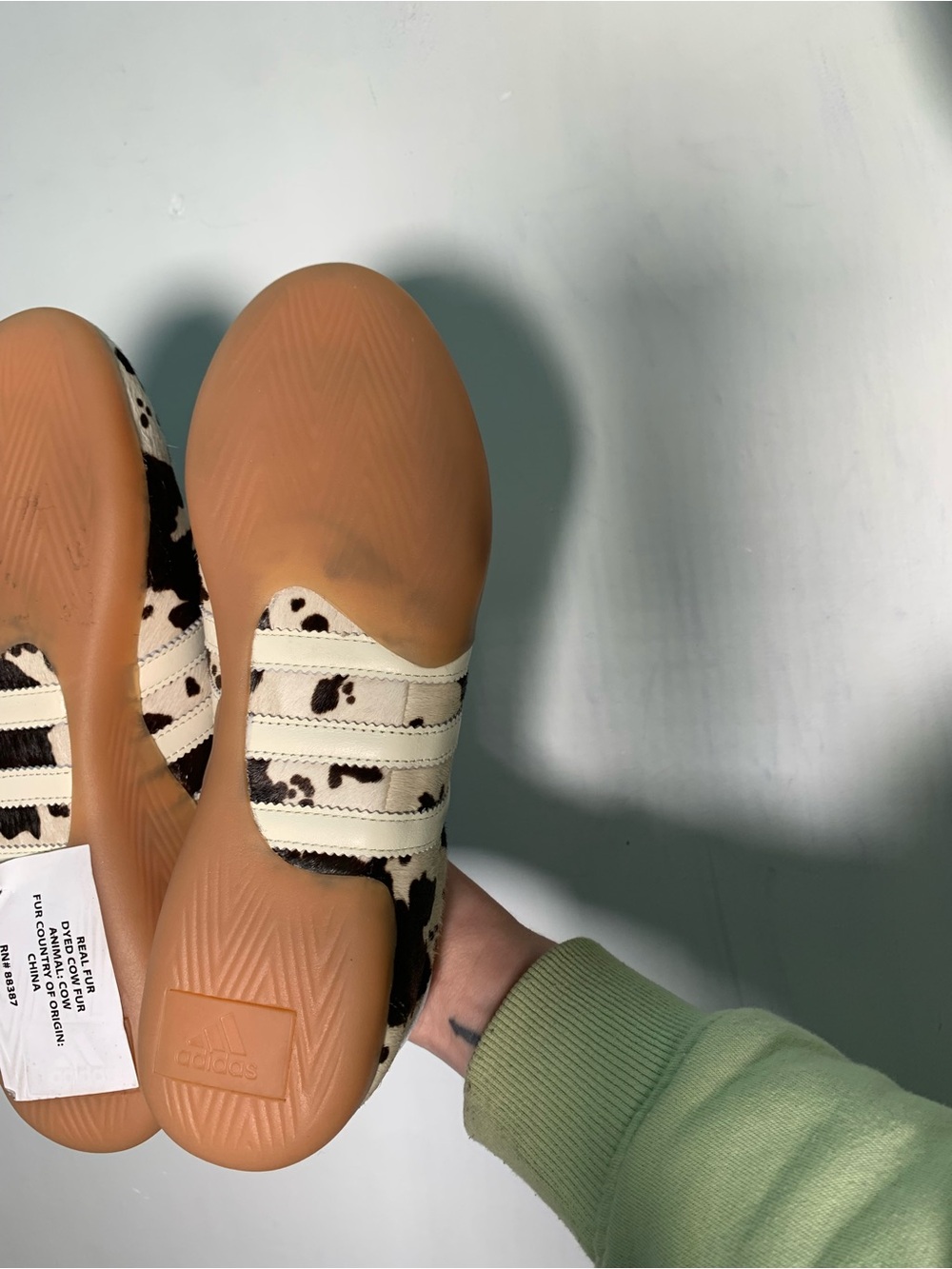 adidas Originals Taekwondo Mei sneakers in cow print real dyed cow fur size 9 - Picture 12 of 14